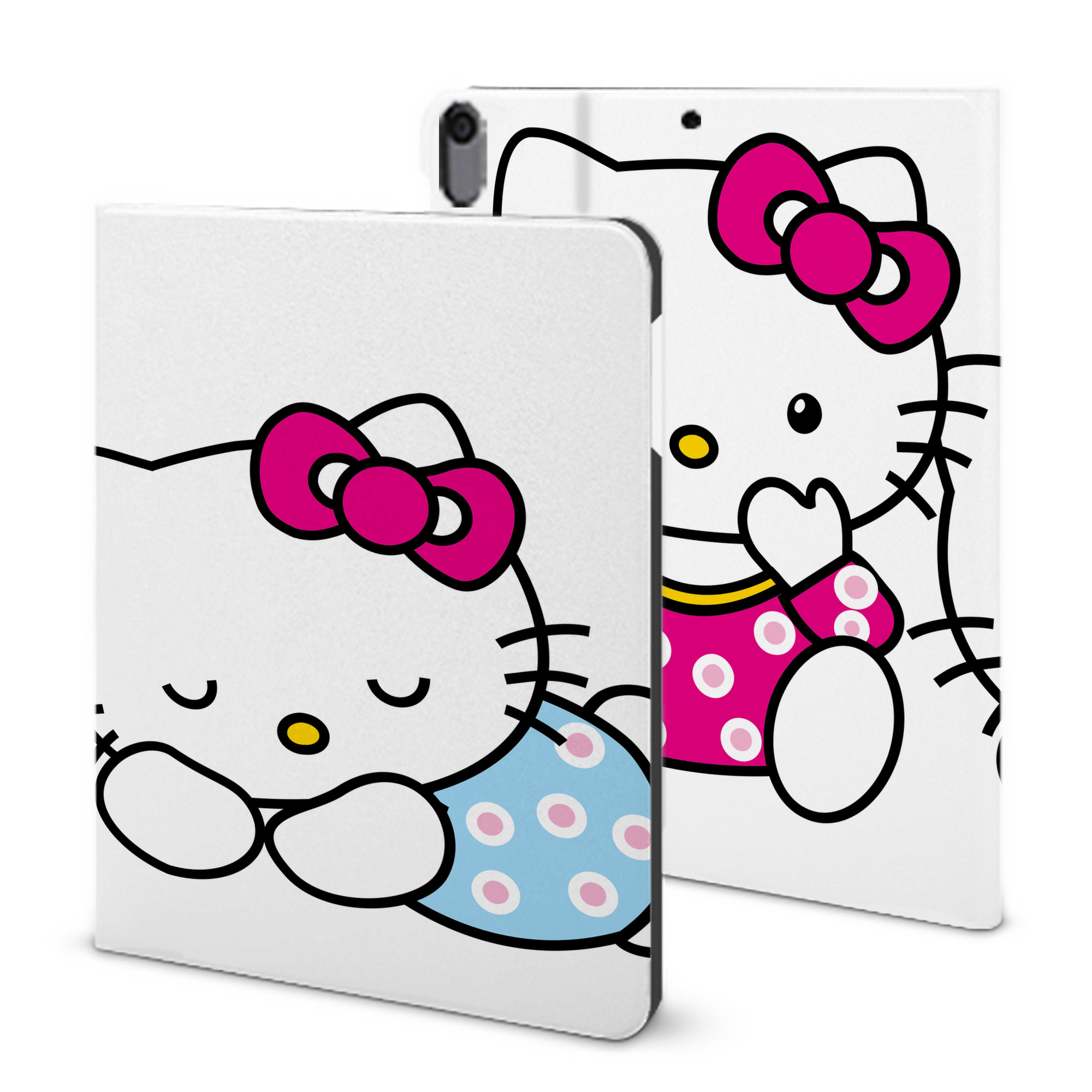 （画像用） Hello Kitty ハローキティ IPad ケース ブック型 PUレザー TPU 耐衝撃 軽量 薄型 ペン収納なし 全面保護 IPad 各モデル対応